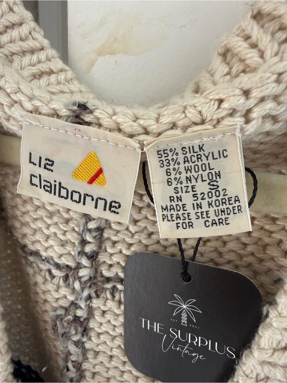 Vintage Liz Claiborne Knit V‑Neck Sweater Vest Silk Blend Size S - Picture 6 of 7